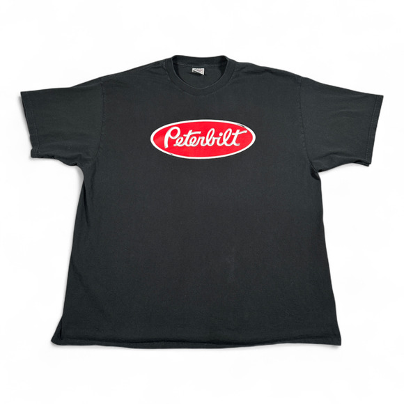 Vintage Peterbilt Shirt Adult 2XL XXL Black Red Logo Trucker Semi 90s - Picture 1 of 5